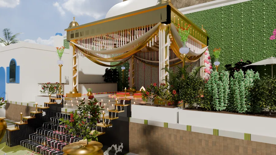 The poolside mandap
