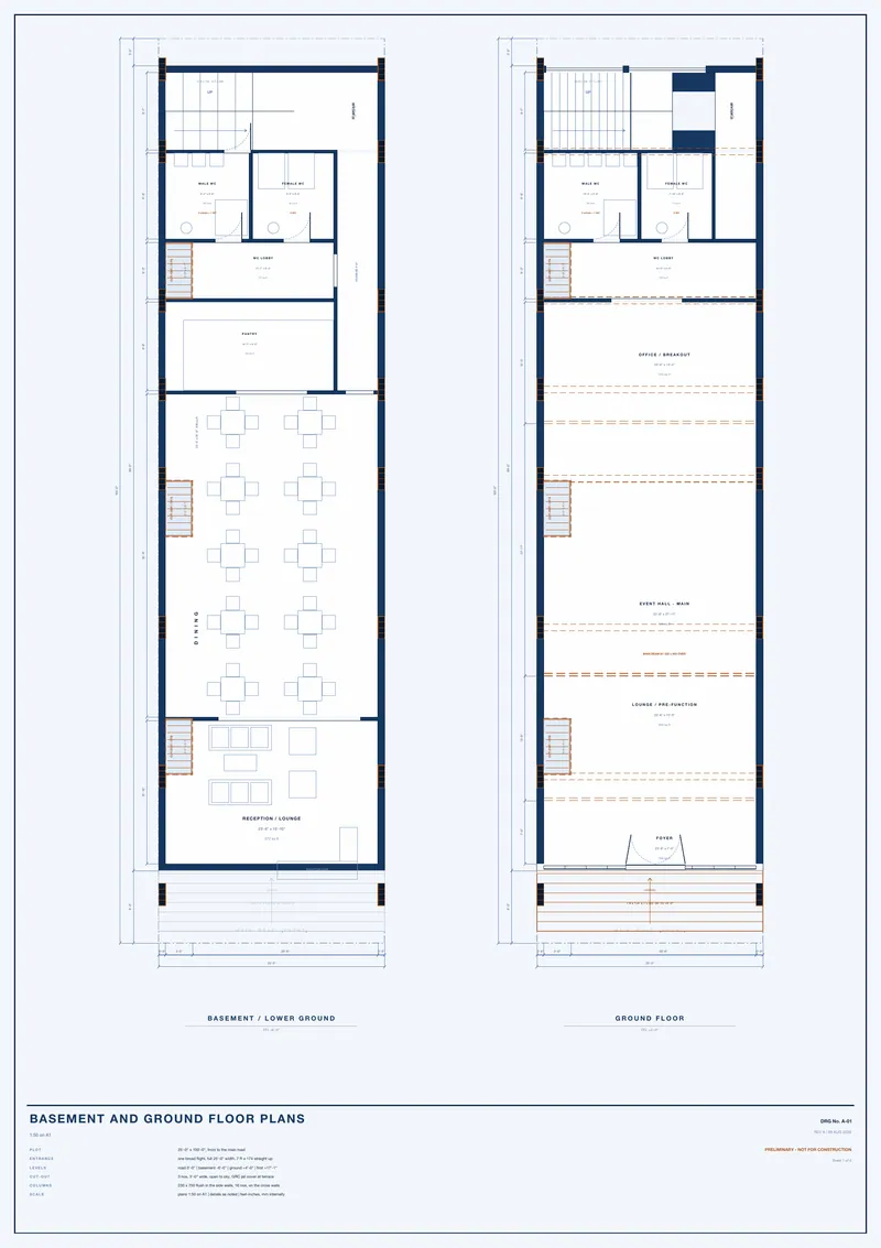 Basement and ground floor plans